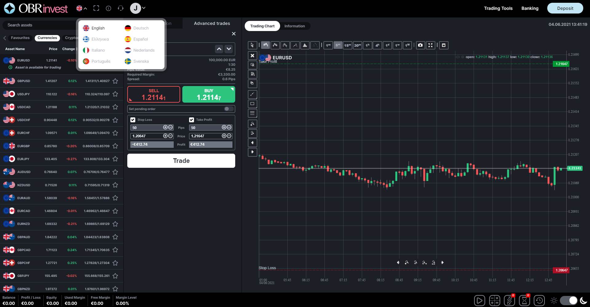 OBRinvest Platform Languages